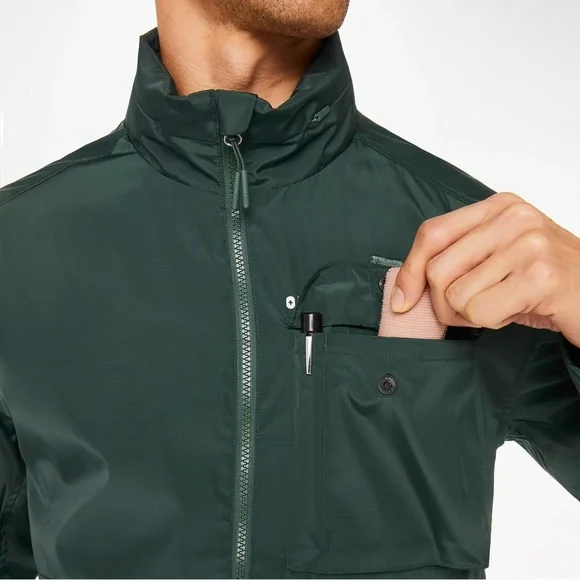 FIGS Men’s On-Shift Extremes Jacket Lightweight Hooded Windbreaker Green Medium - Picture 4 of 16
